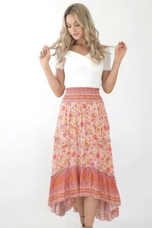 Mia Maxi Skirt- Pink/ Gold