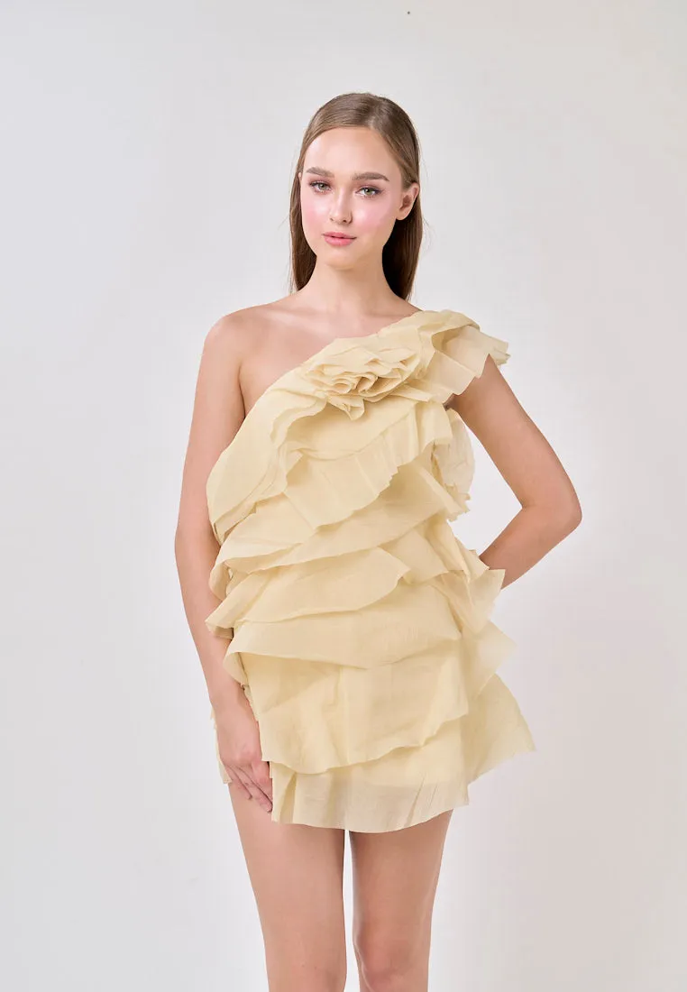 Miley Lemon Yellow  Sleeveless  Tulle Layered Mini Dress