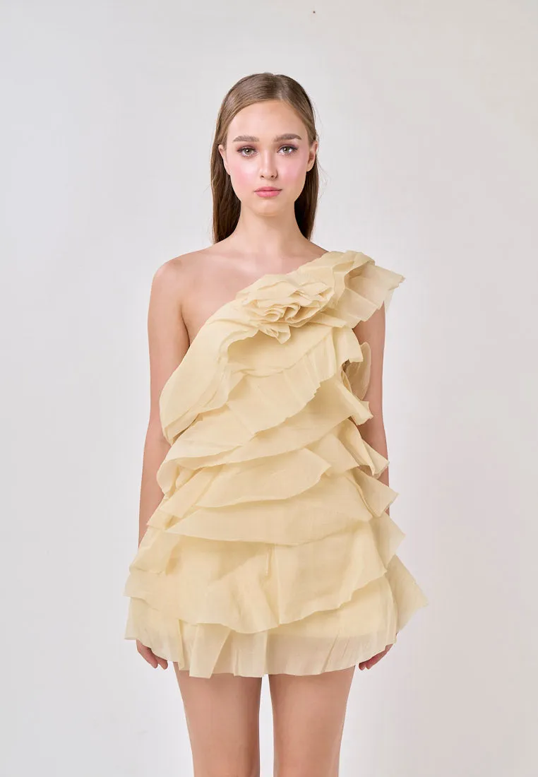 Miley Lemon Yellow  Sleeveless  Tulle Layered Mini Dress