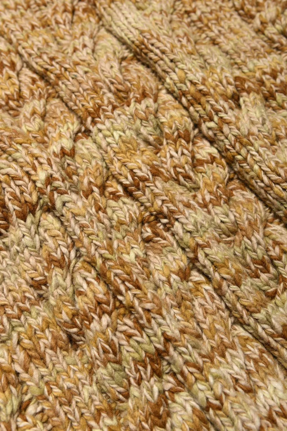 Mix Fisherman V Neck Cardigan - Dk Beige Mix