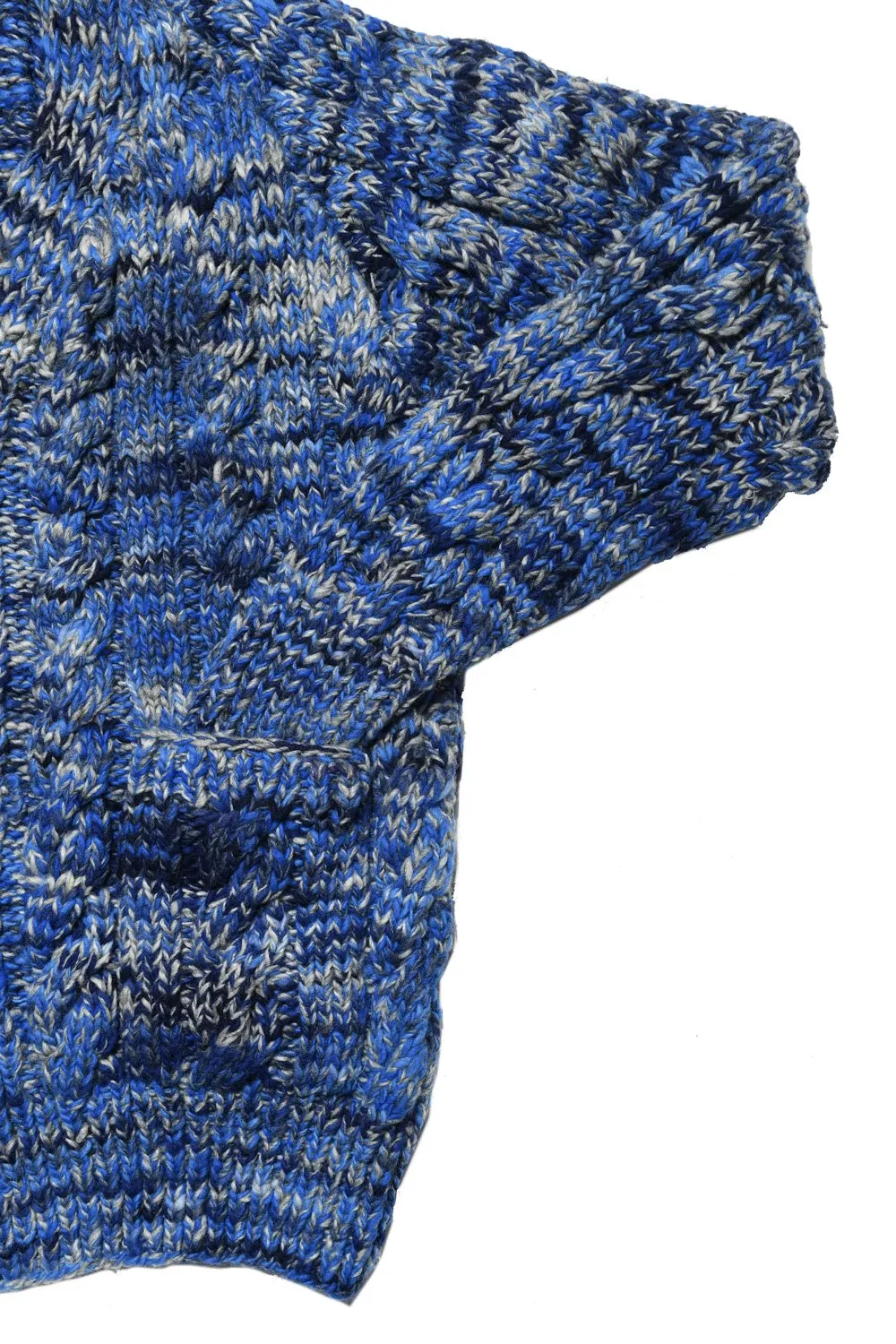 Mix Fisherman V Neck Cardigan - Royal Mix