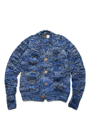 Mix Fisherman V Neck Cardigan - Royal Mix
