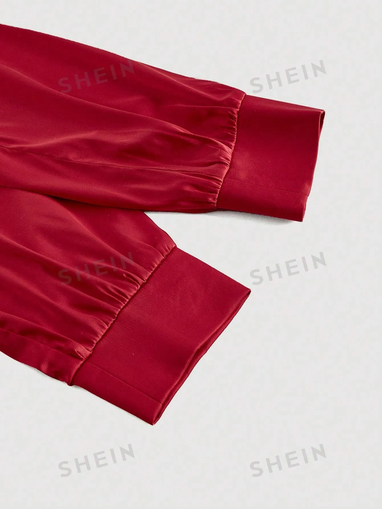 MOD Women's Wine-Red Solid Color Pleated Wrap Dress With Slanted Placket