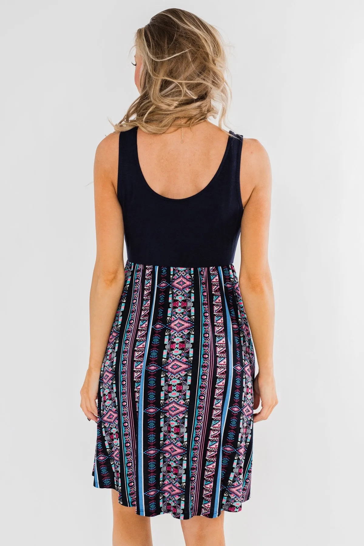 More Of You Aztec Dress- Navy