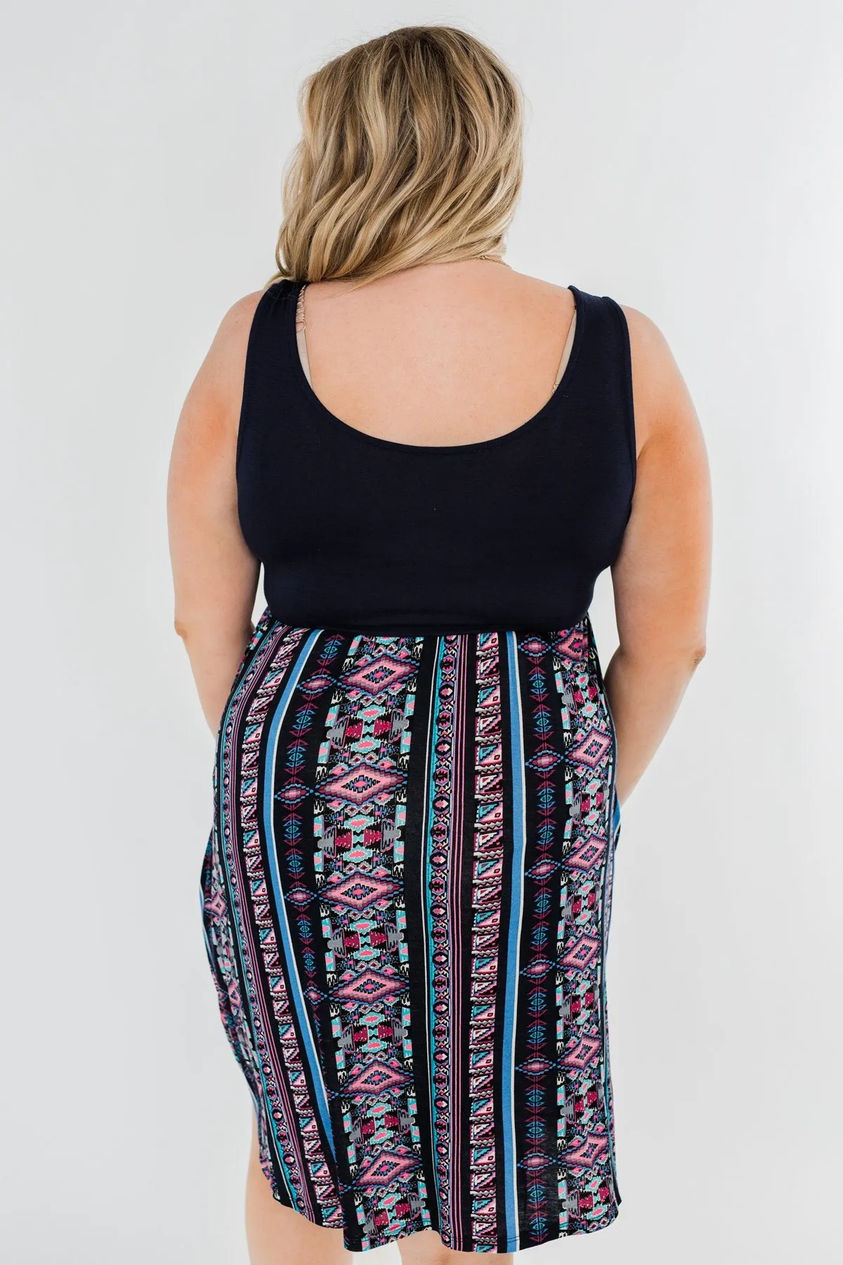 More Of You Aztec Dress- Navy