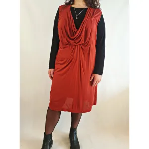 Morrison burnt orange cowl neck sleeveless dress size L (best fits 14)