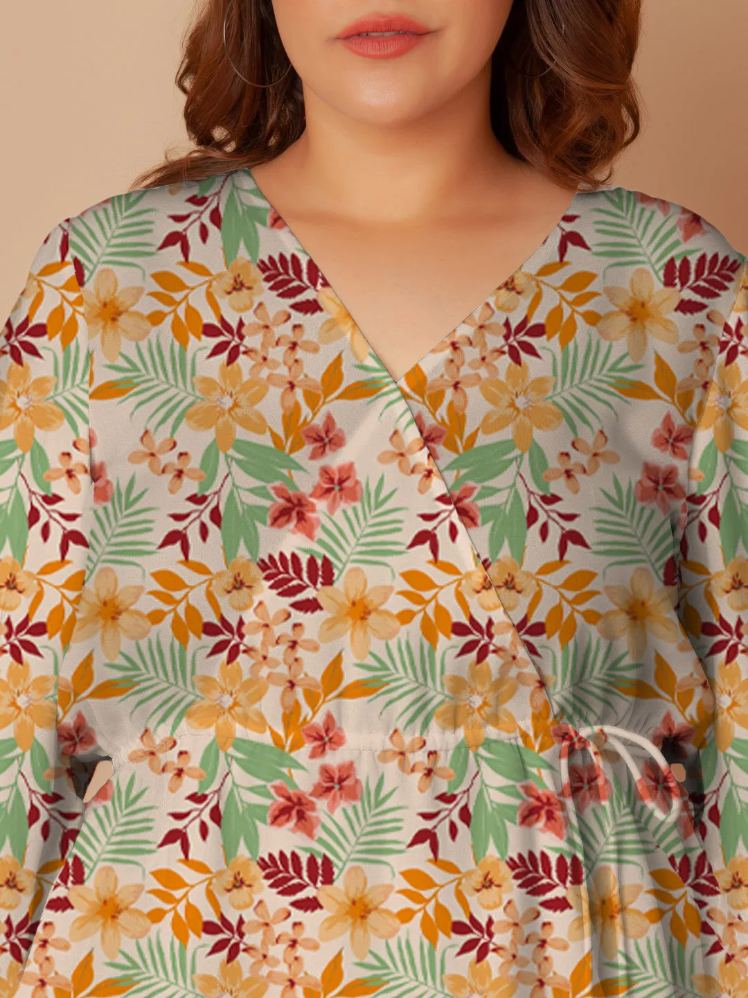 Multi-Colored Floral Print Peplum Top