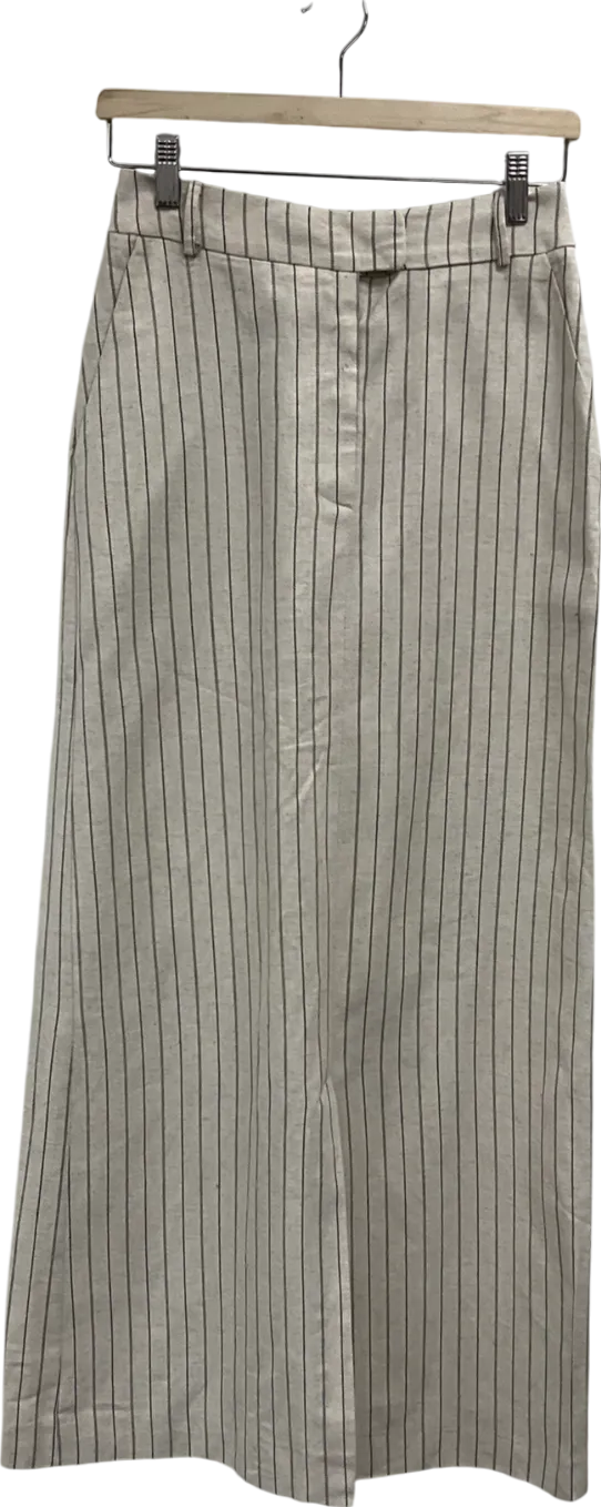 Nasty Gal Cream Premium Tailored Linen Maxi Skirt UK 6