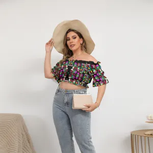 OD Women's Off-shoulder Puff Sleeve (FF) Cropped Top AA