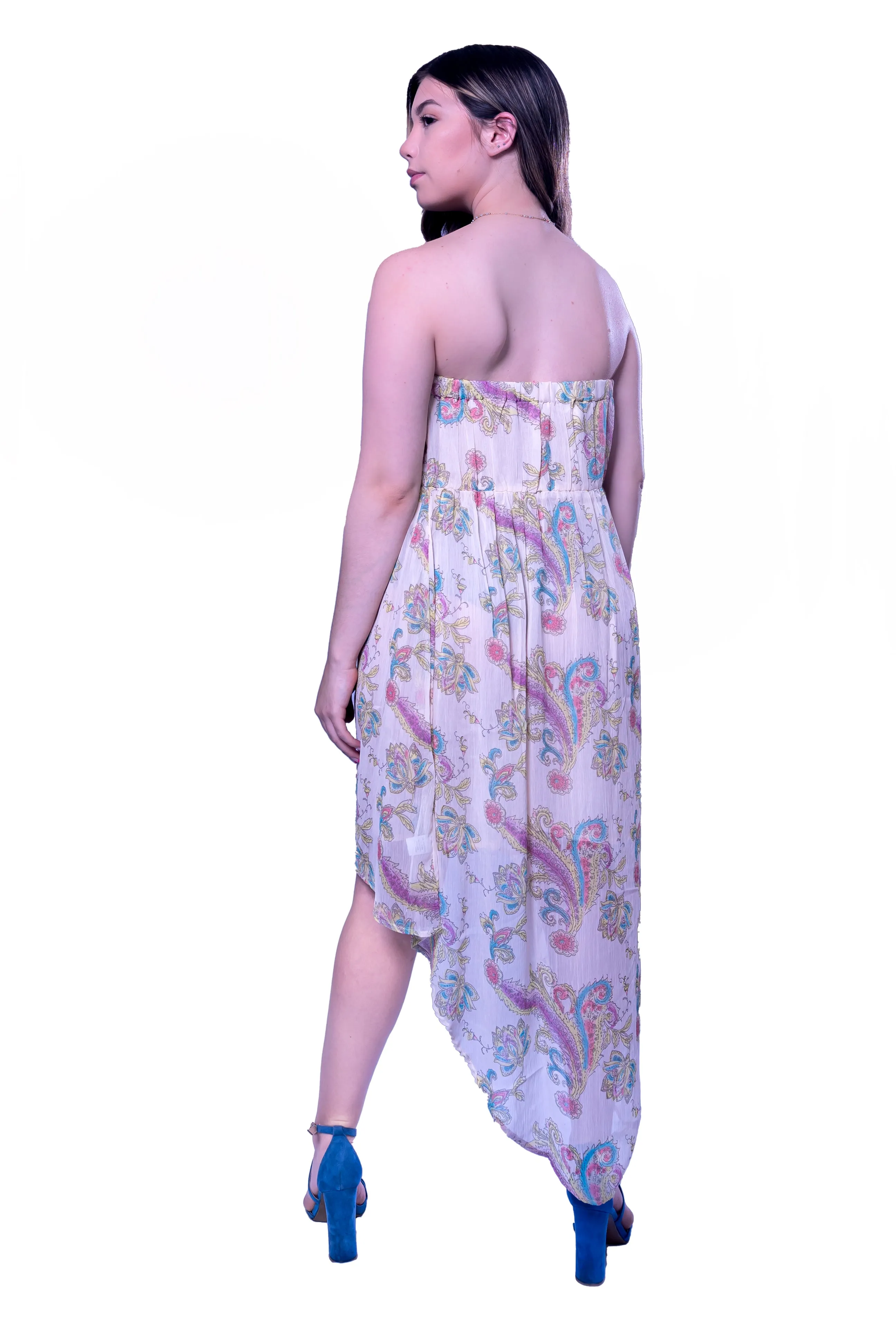 Off shoulder Printed High Low Dress