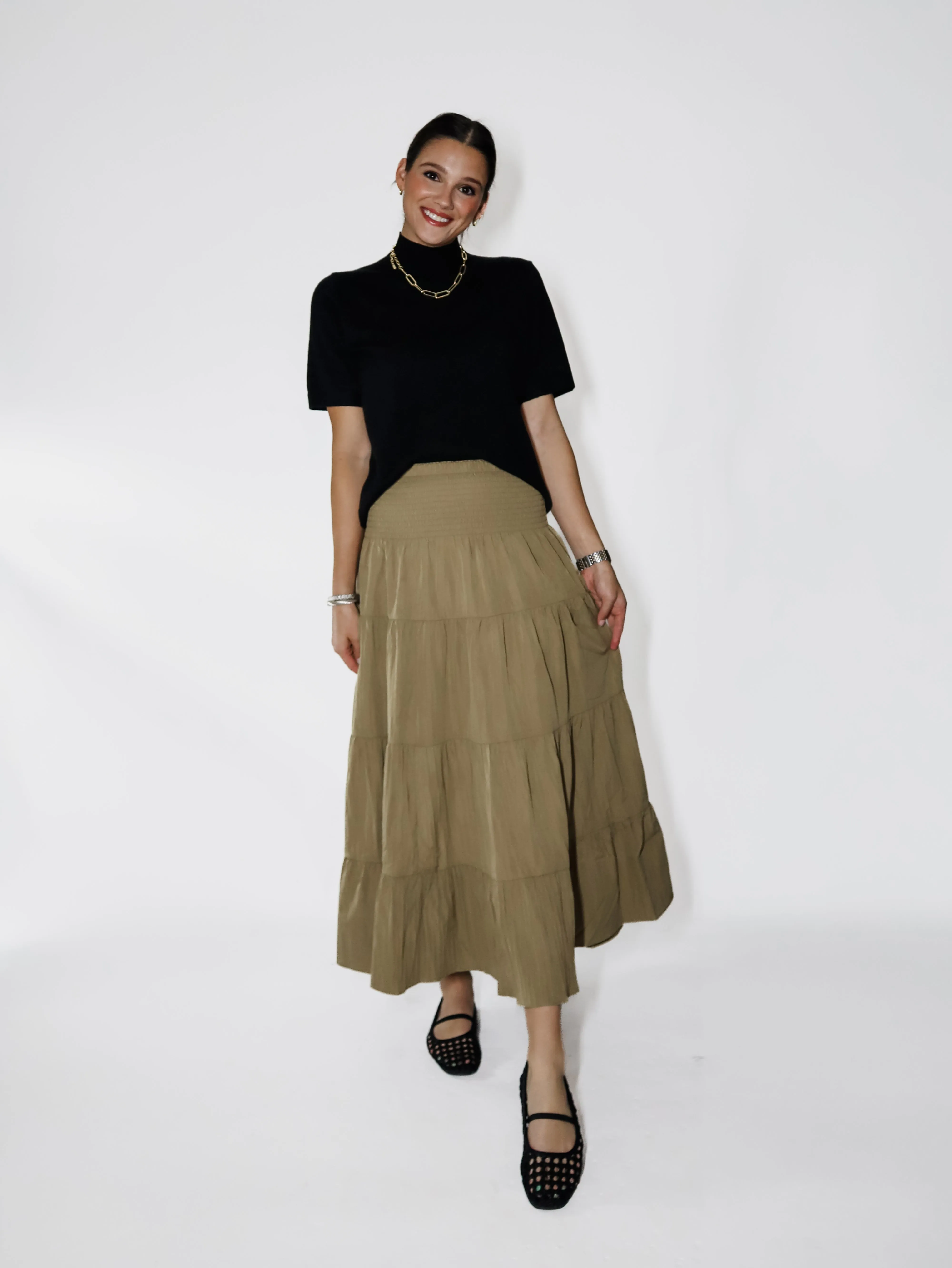 Olive Grace Tiered Maxi Skirt