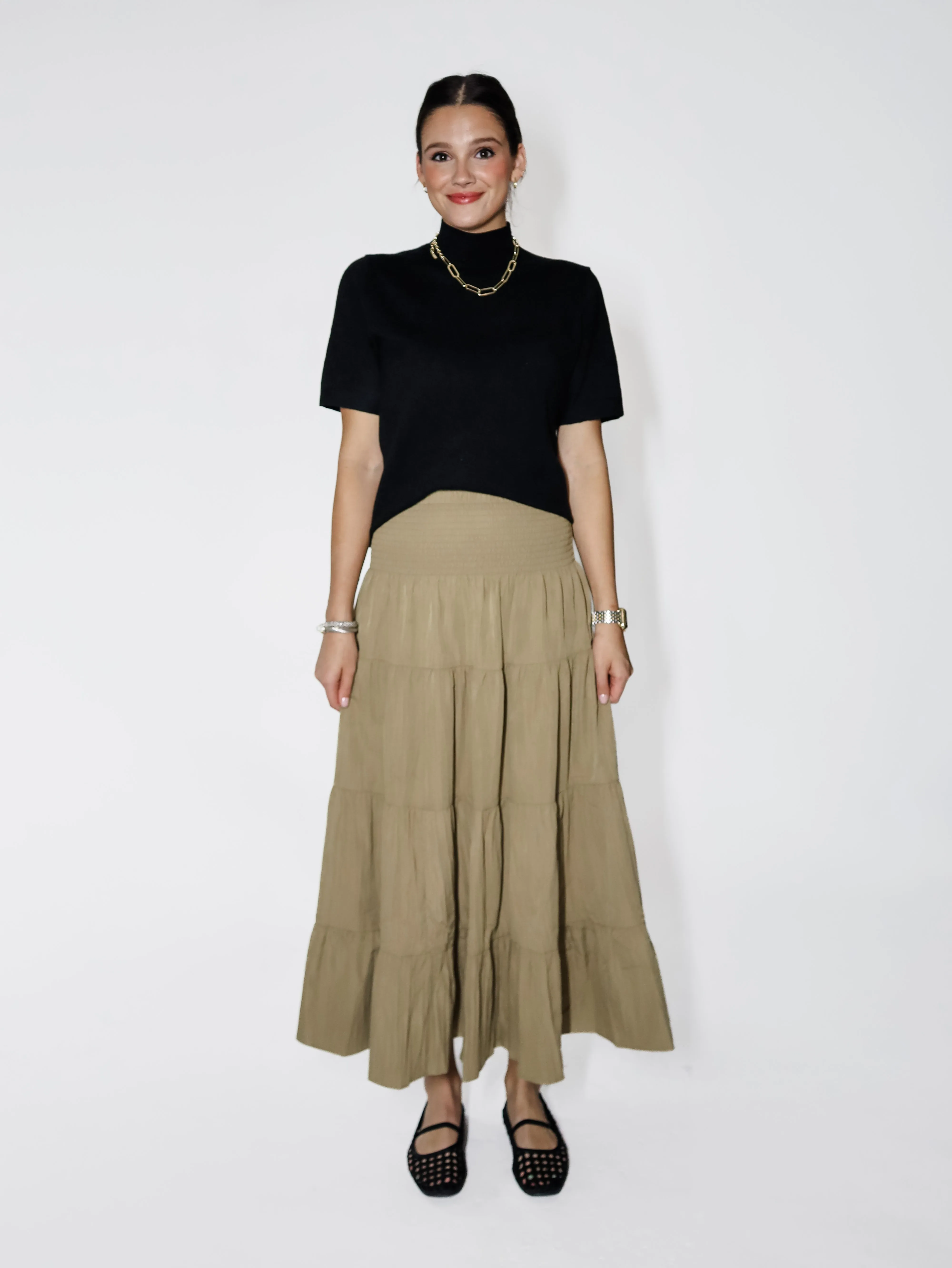 Olive Grace Tiered Maxi Skirt