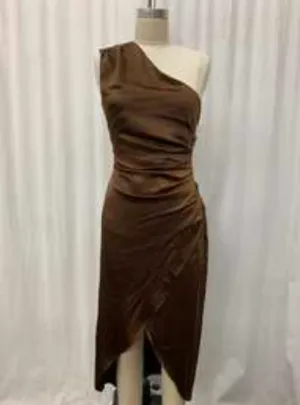 One Shoulder Long Satin Wrap Dress