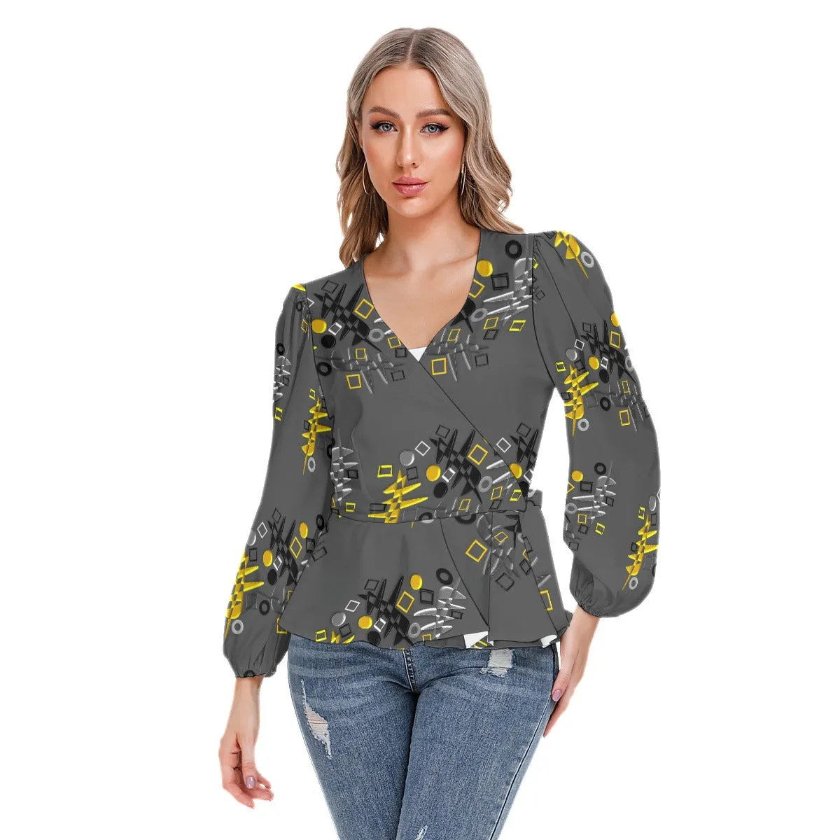Origen Destination Women's Long-sleeve Flare Peplum blouse