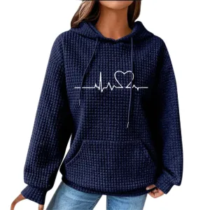 Oversized Hoodies For Women Winter Waffle Knit Oversized Sweatshirt For Women Drawstring Long Sleeve Fall Shirts For Women 2024 Y2K Hoodies Pullover Sweaters With Pockets Blue XXXL