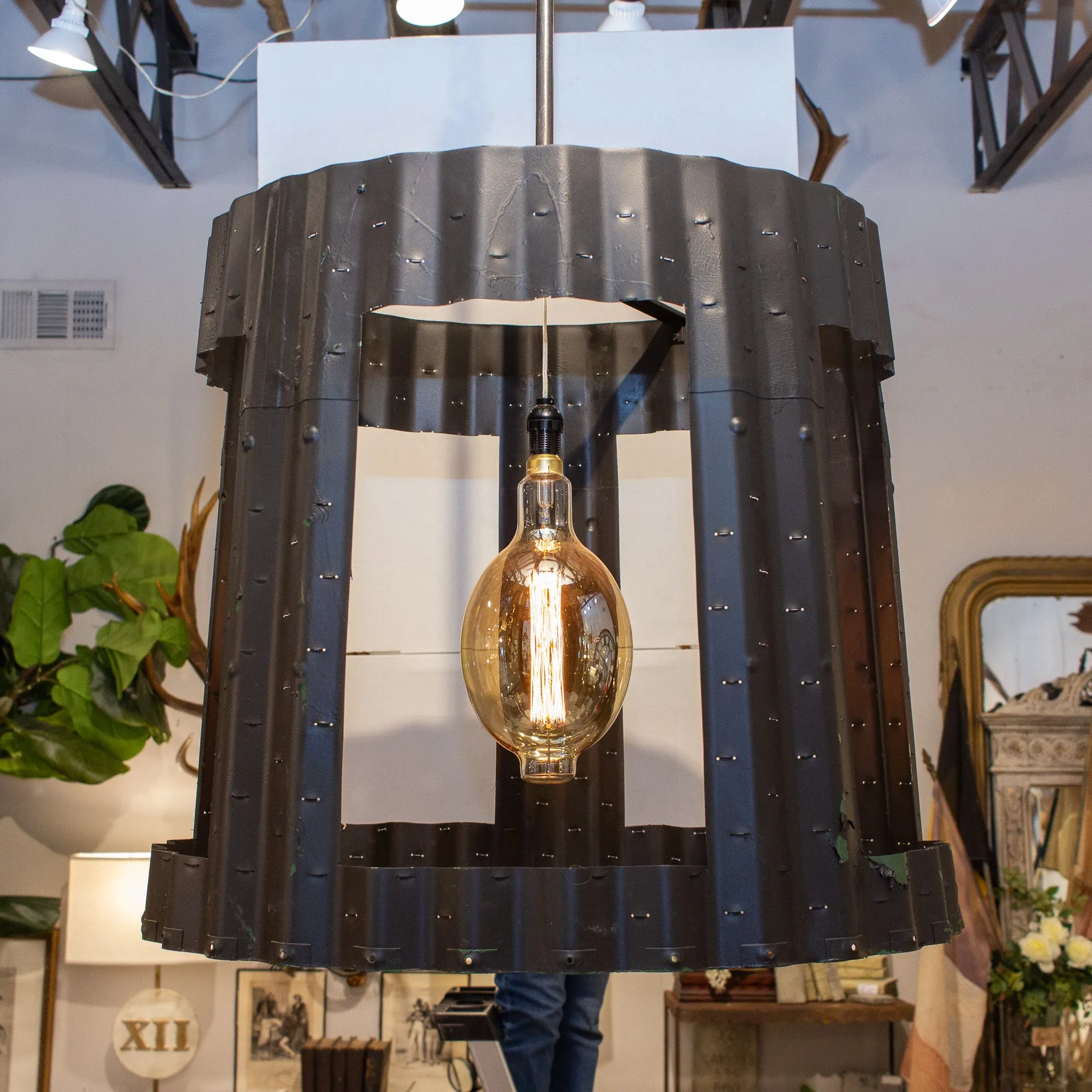 Oversized Pendant Chandelier Crafted from Vintage Aircraft Parts
