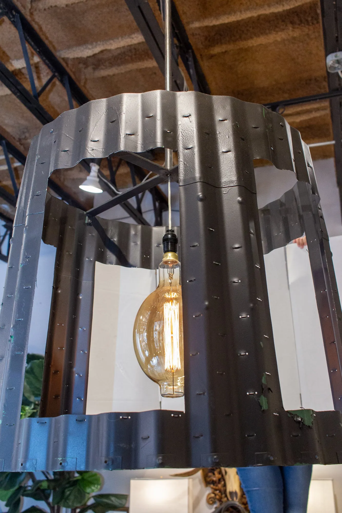 Oversized Pendant Chandelier Crafted from Vintage Aircraft Parts
