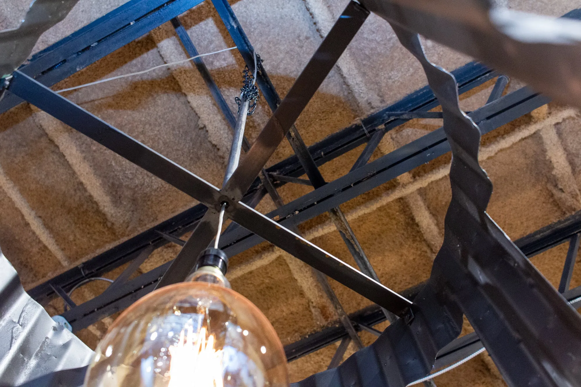 Oversized Pendant Chandelier Crafted from Vintage Aircraft Parts