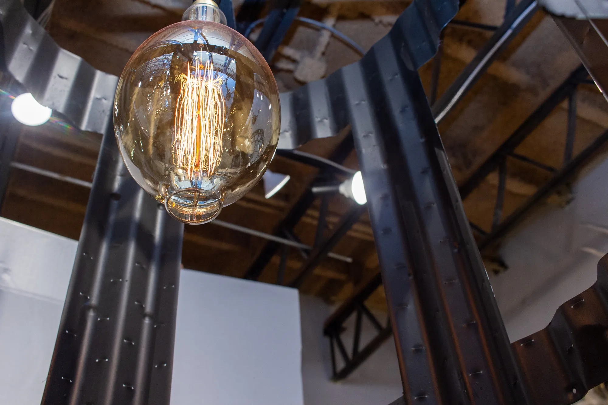 Oversized Pendant Chandelier Crafted from Vintage Aircraft Parts