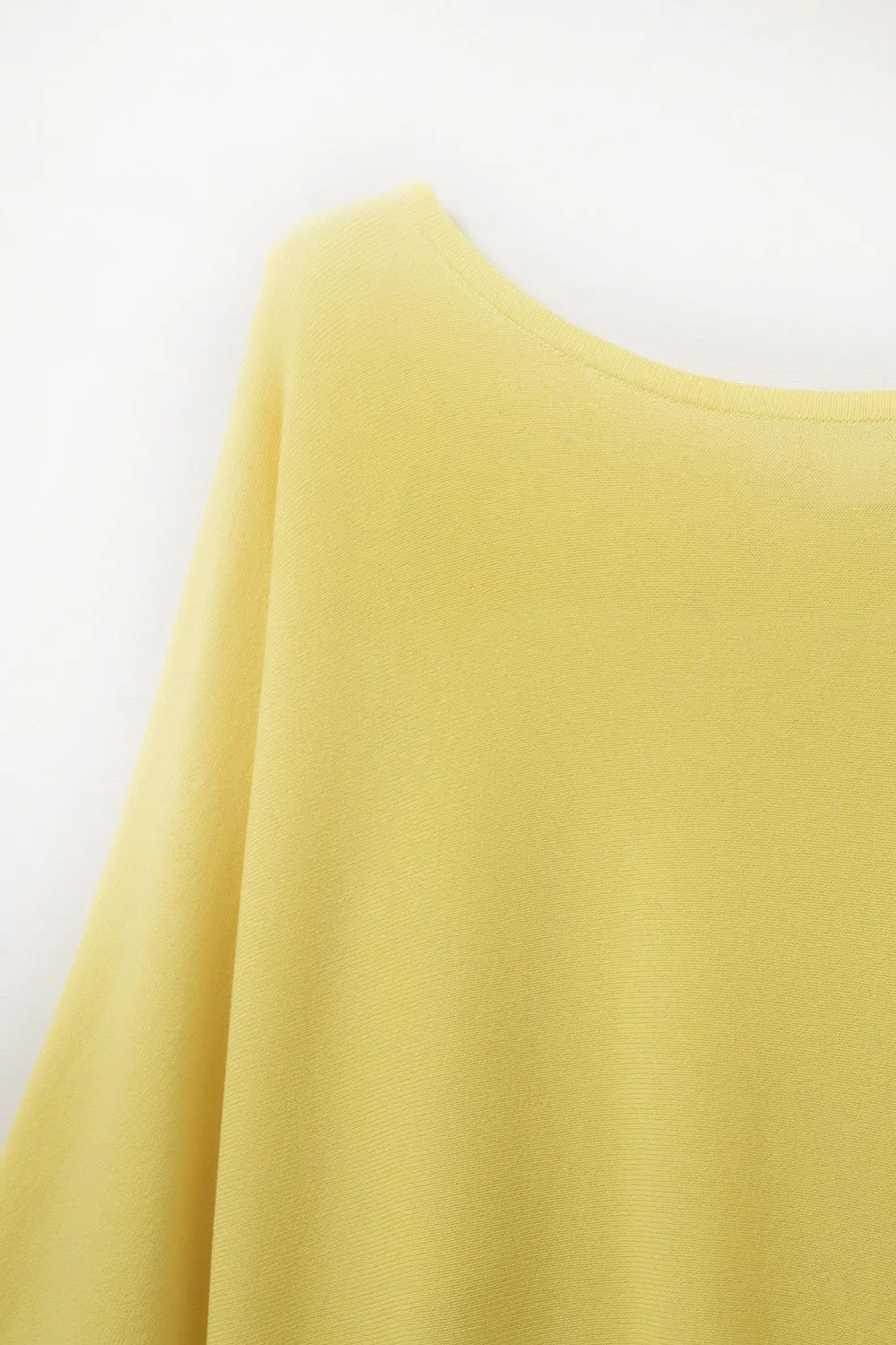 Oversized Yellow Sweater with Elbow-Length Sleeves