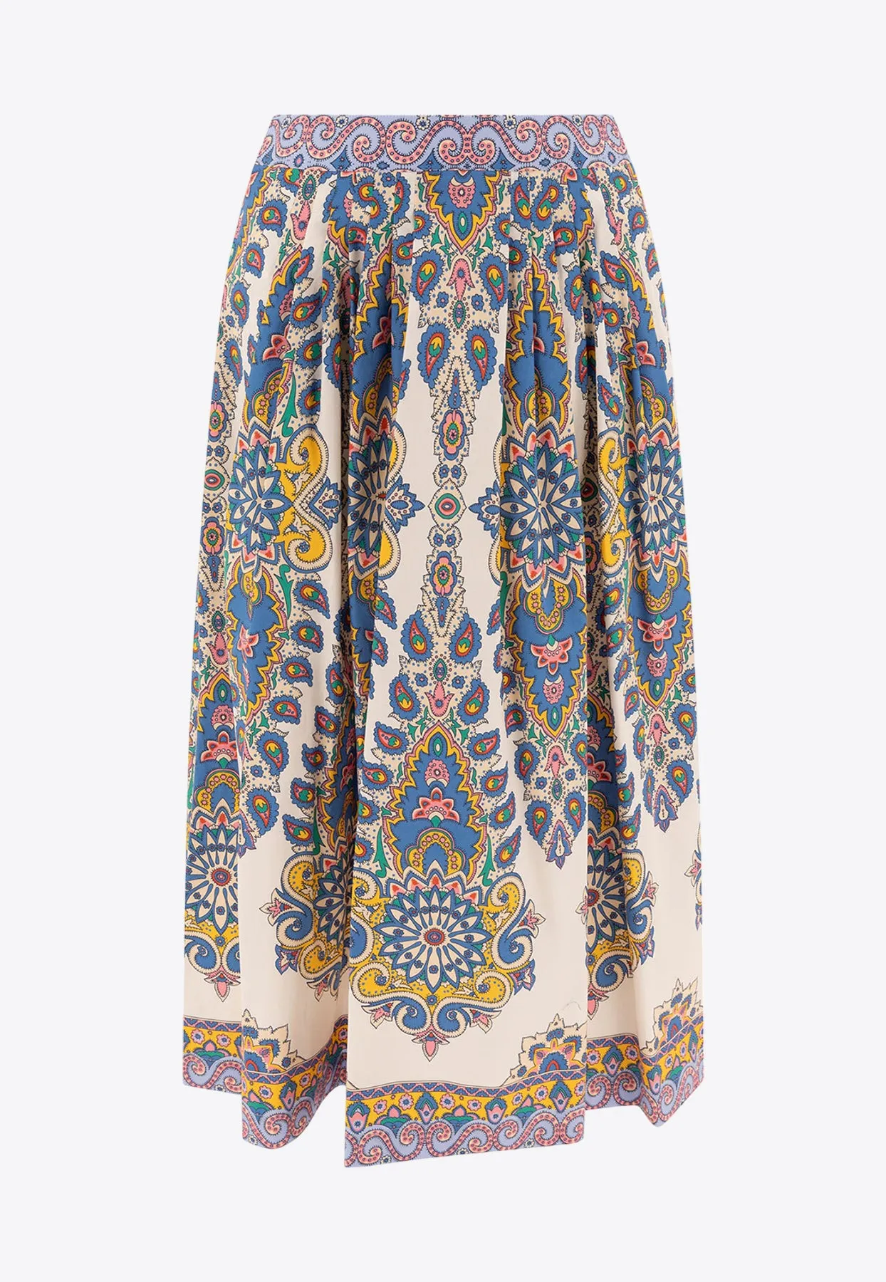 Paisley-Pattern Midi Skirt