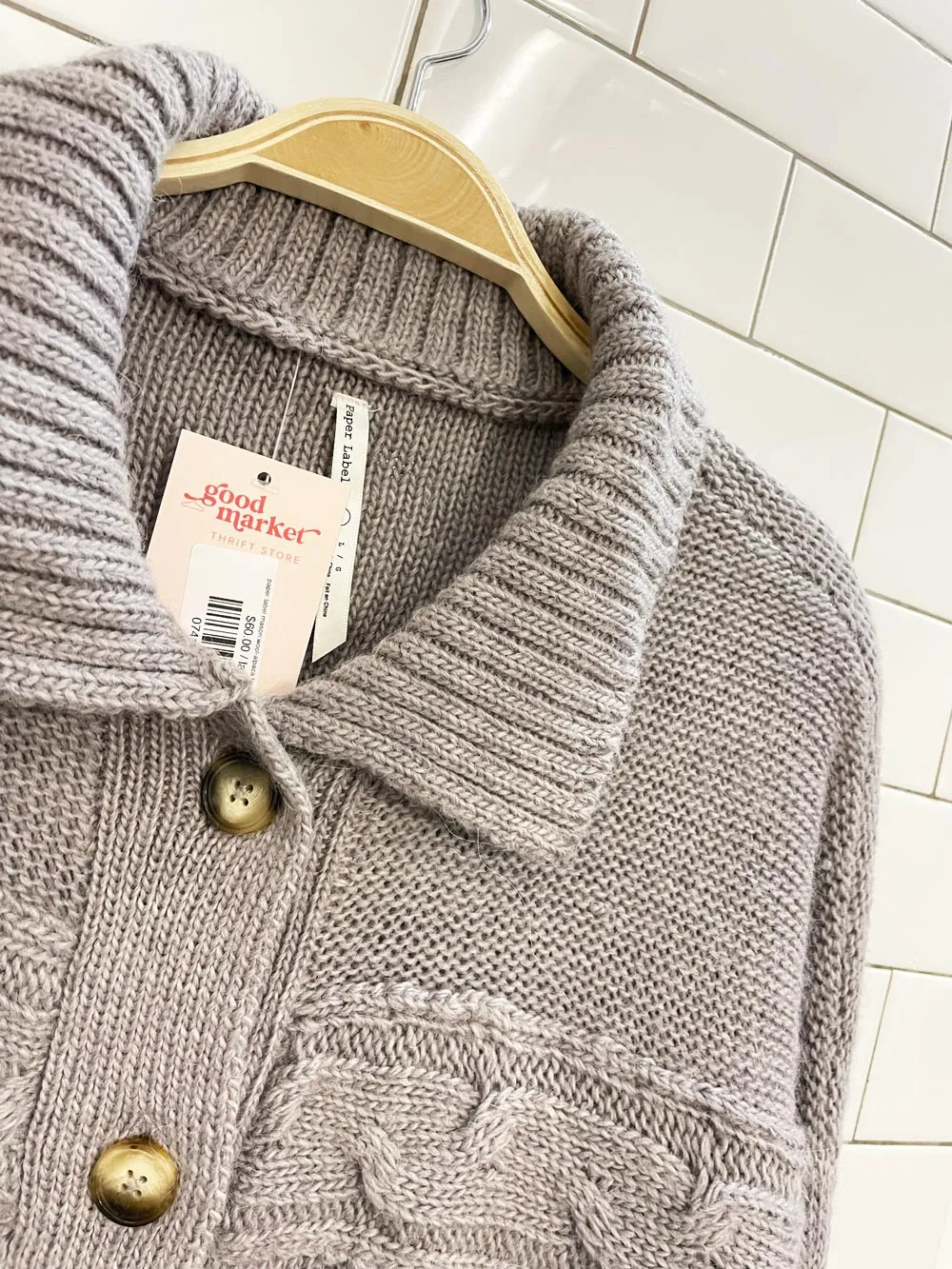 paper label mason wool-alpaca boxy cable knit cardi
