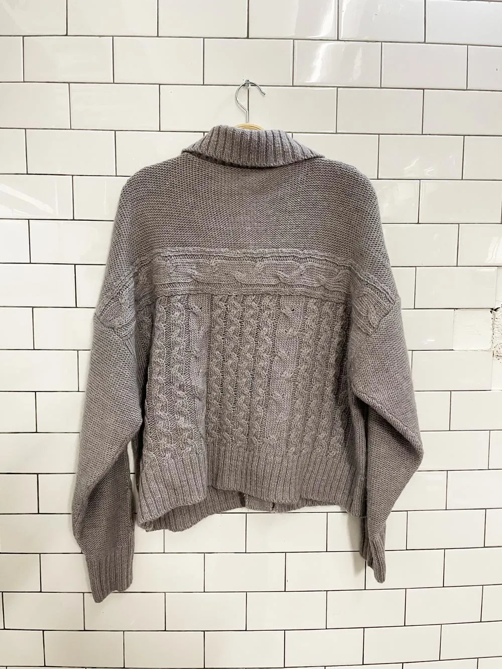 paper label mason wool-alpaca boxy cable knit cardi