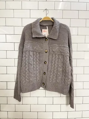 paper label mason wool-alpaca boxy cable knit cardi