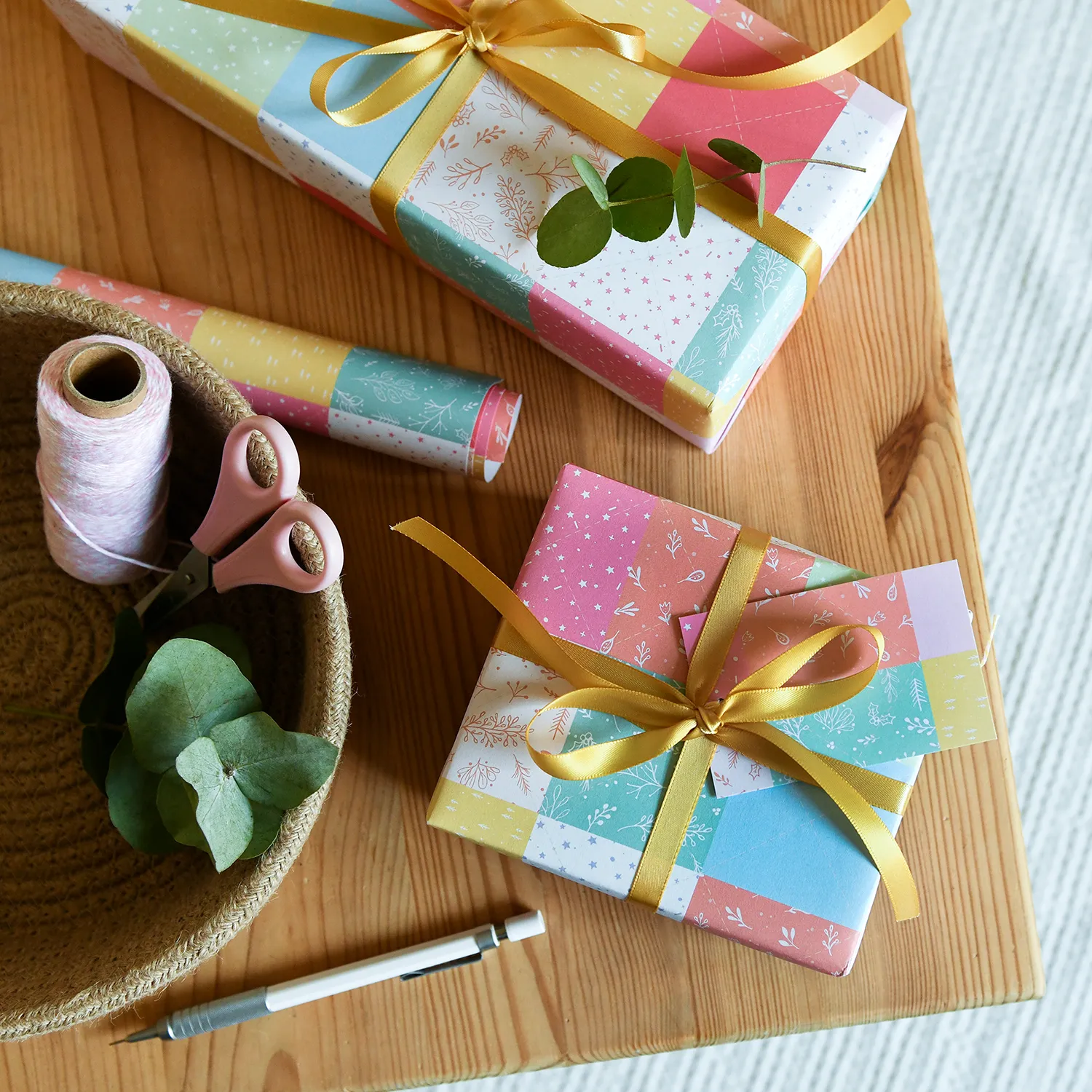 Pastel Patchwork Quilt Wrapping Paper