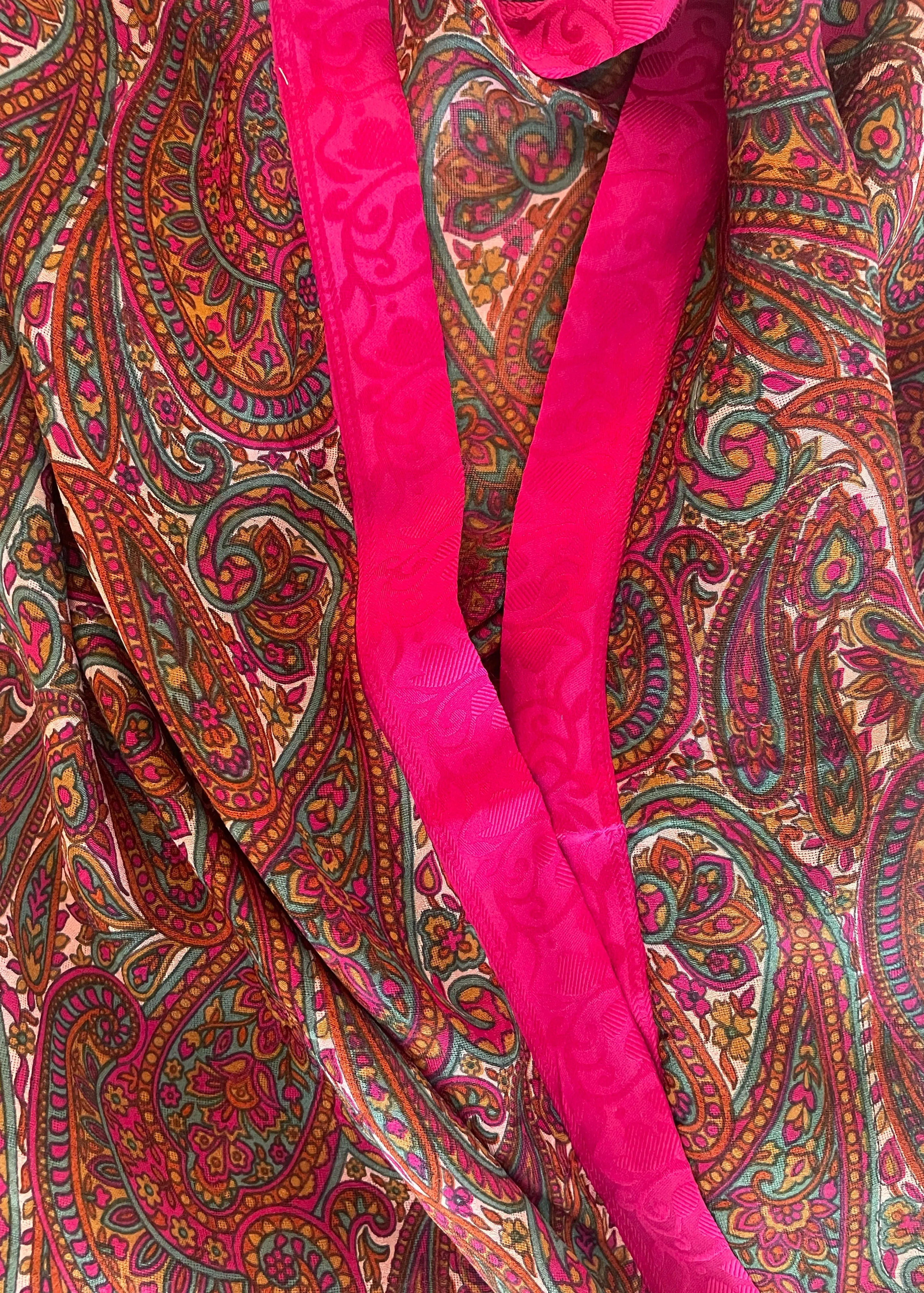 Pilea Silk Wrap Kimono Top ~ Cabaret
