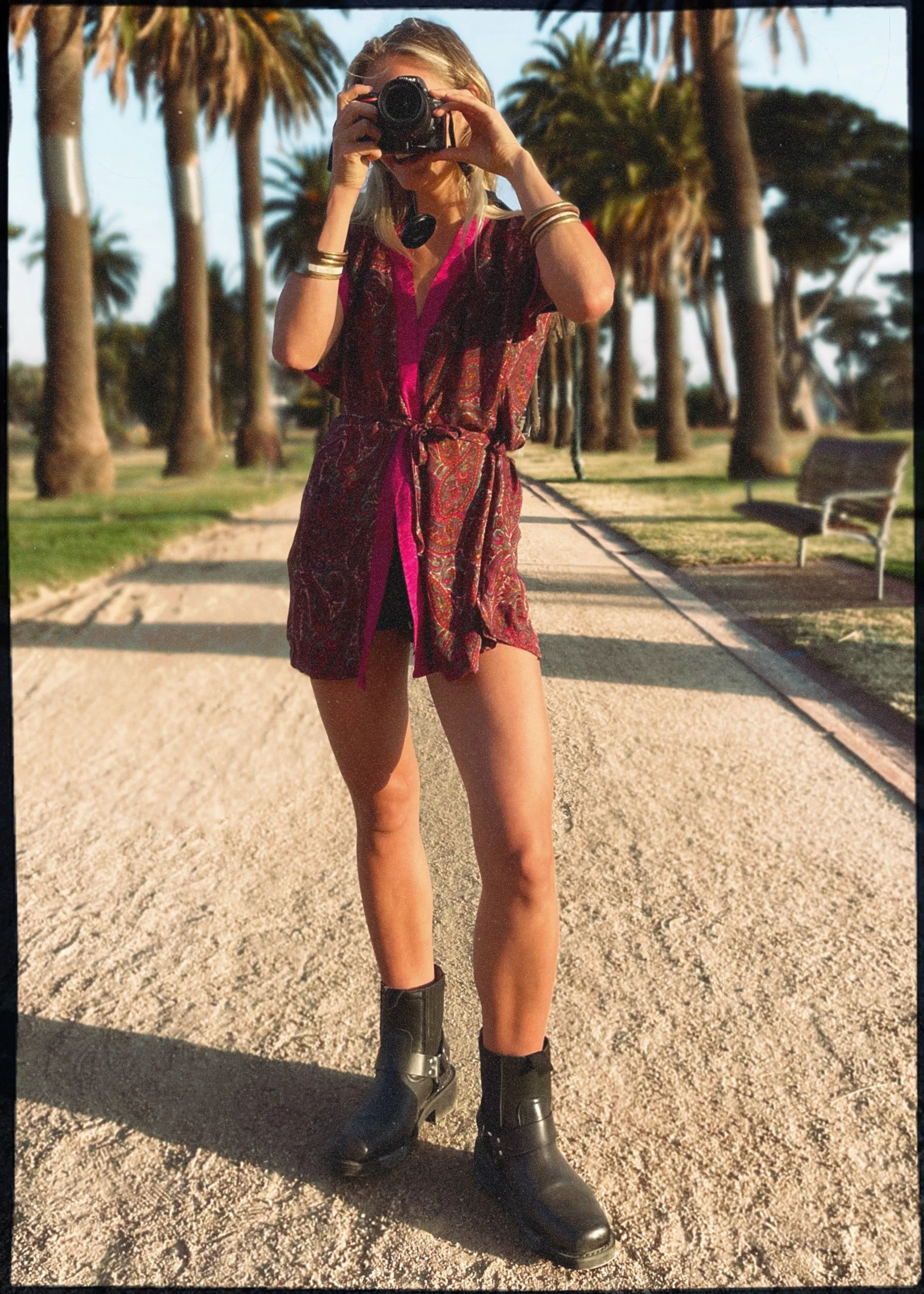 Pilea Silk Wrap Kimono Top ~ Cabaret
