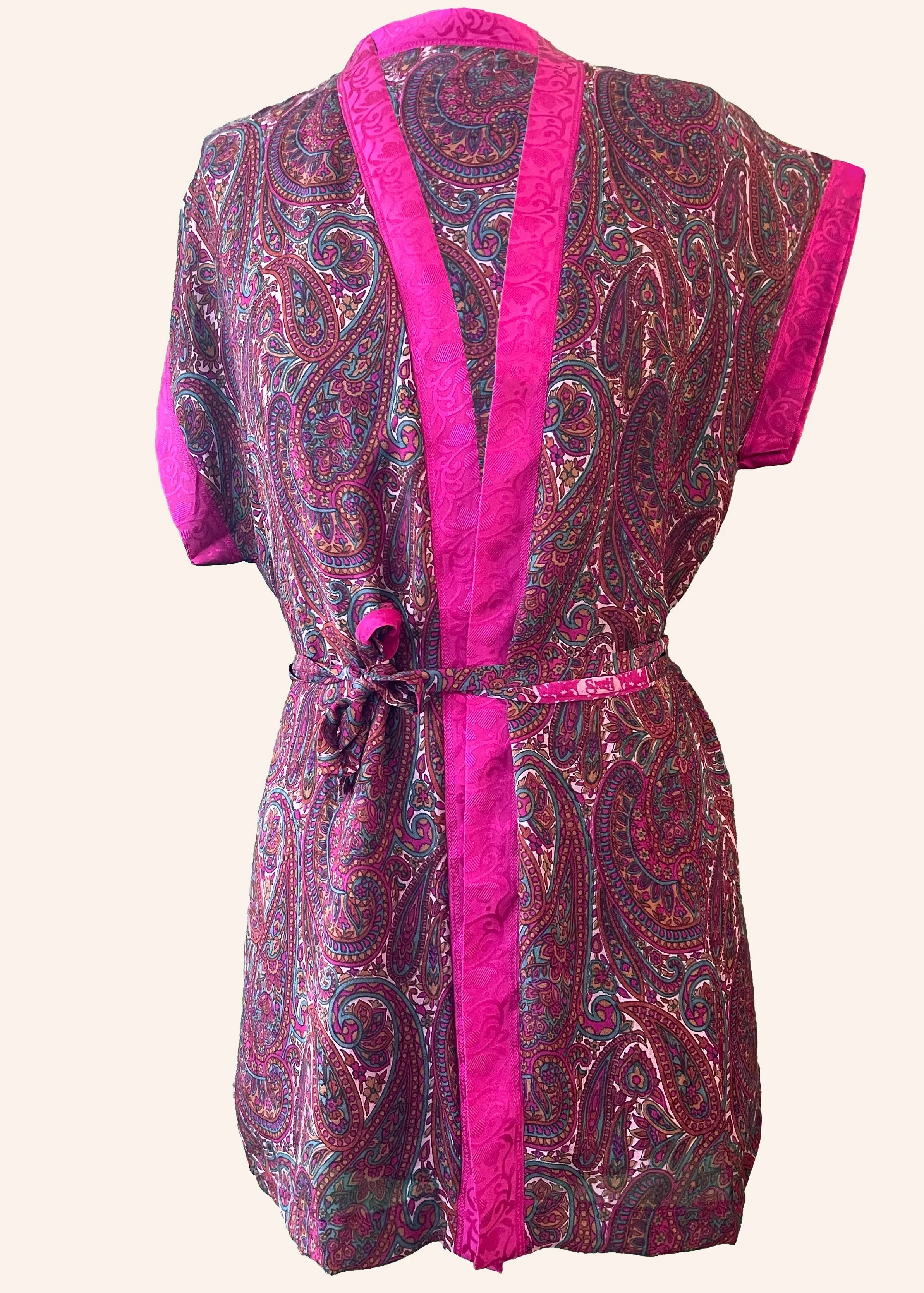 Pilea Silk Wrap Kimono Top ~ Cabaret