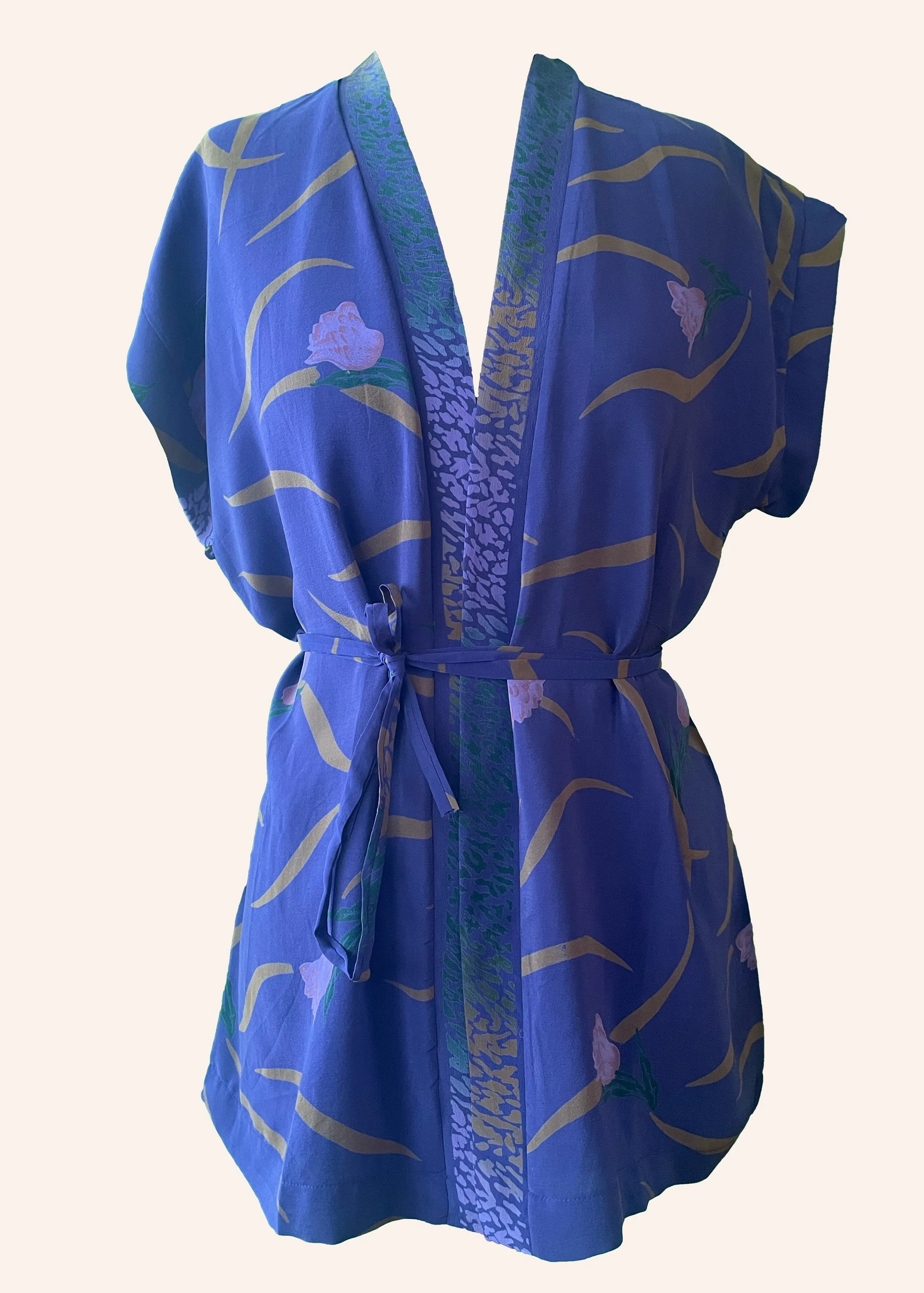 Pilea Silk Wrap Kimono Top ~ Indigo