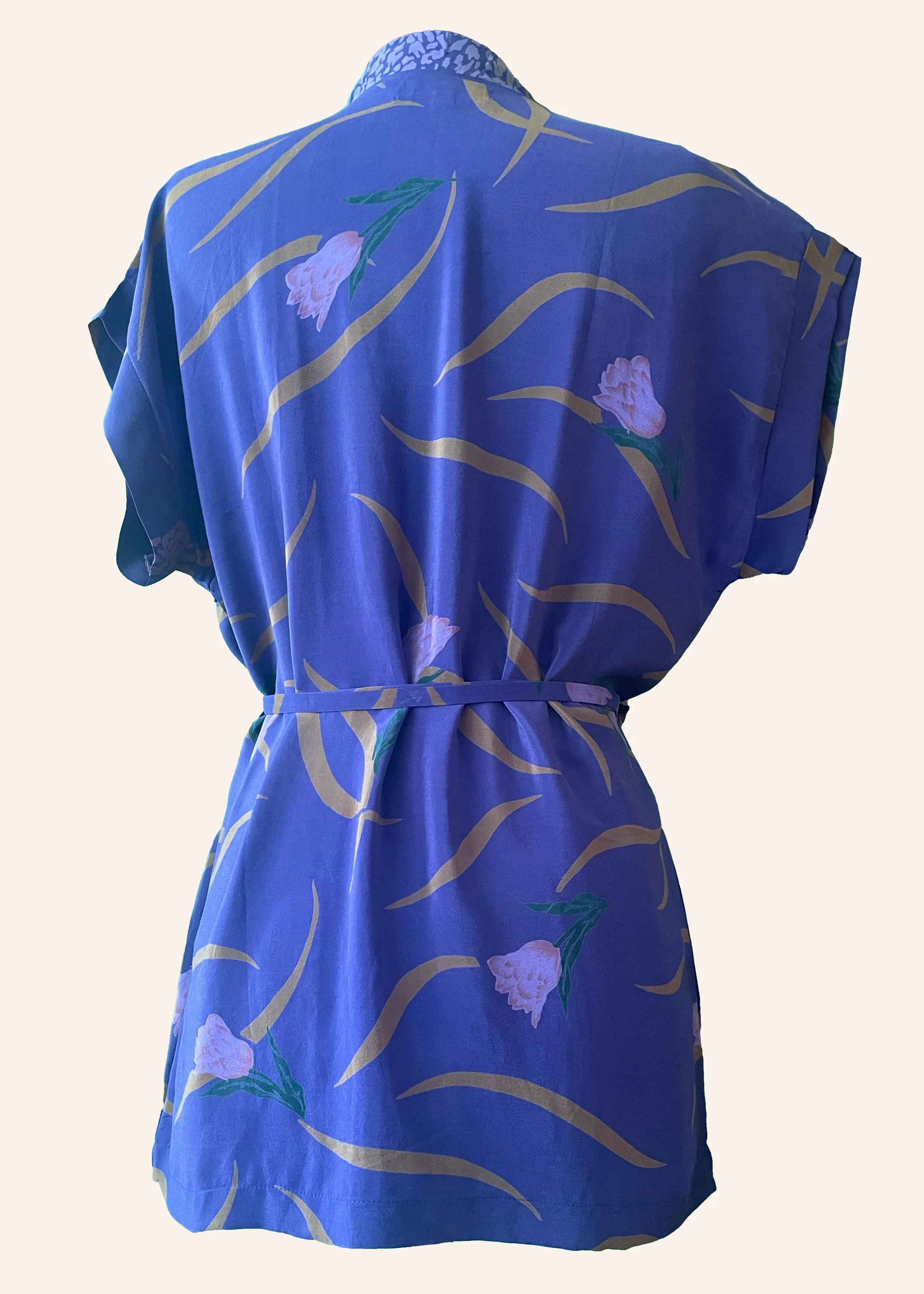 Pilea Silk Wrap Kimono Top ~ Indigo
