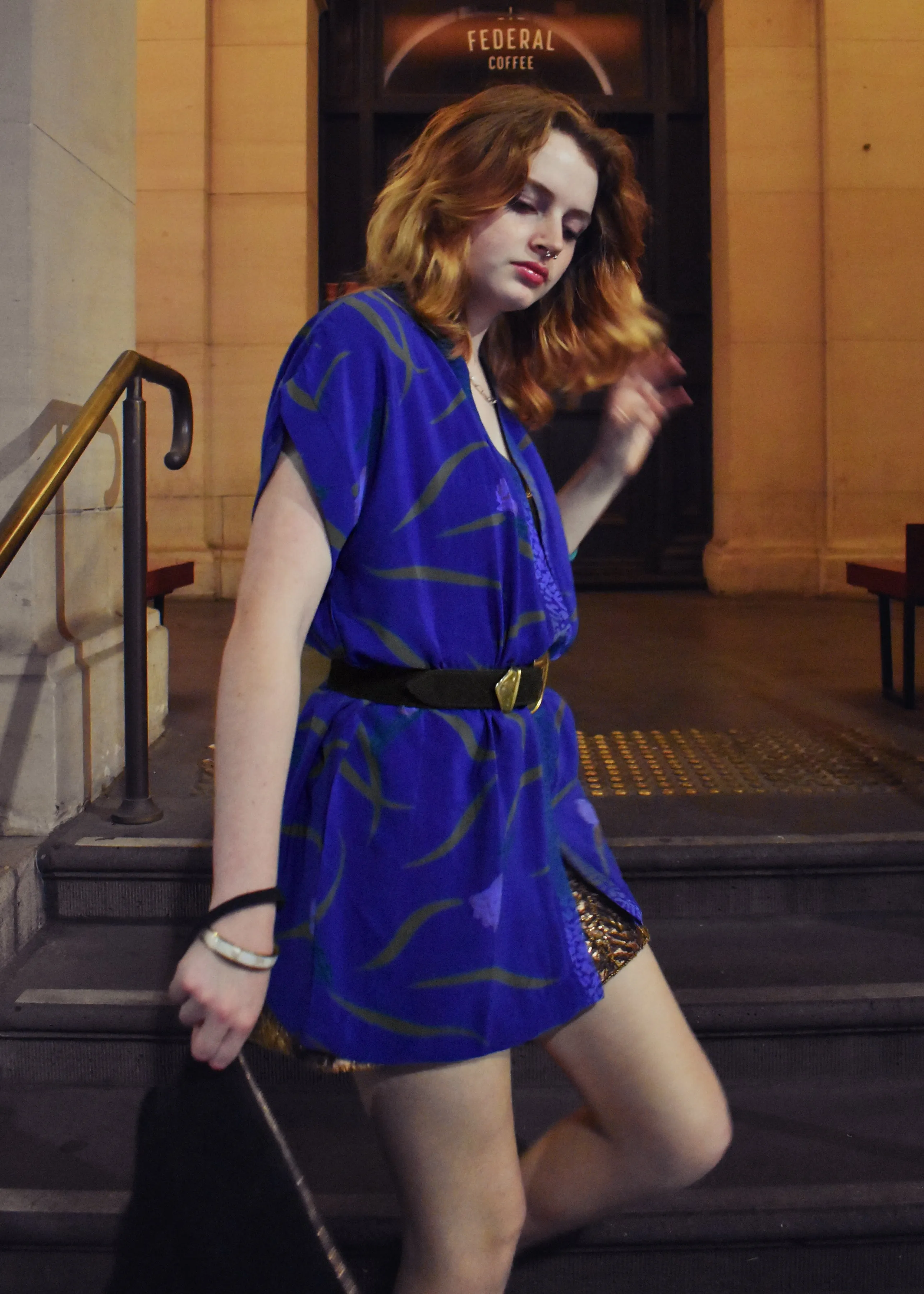 Pilea Silk Wrap Kimono Top ~ Indigo