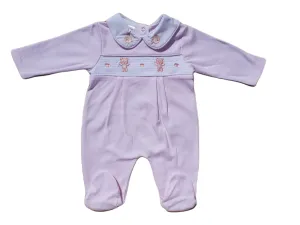 Pink Bear & Paw Smocked Babygrow