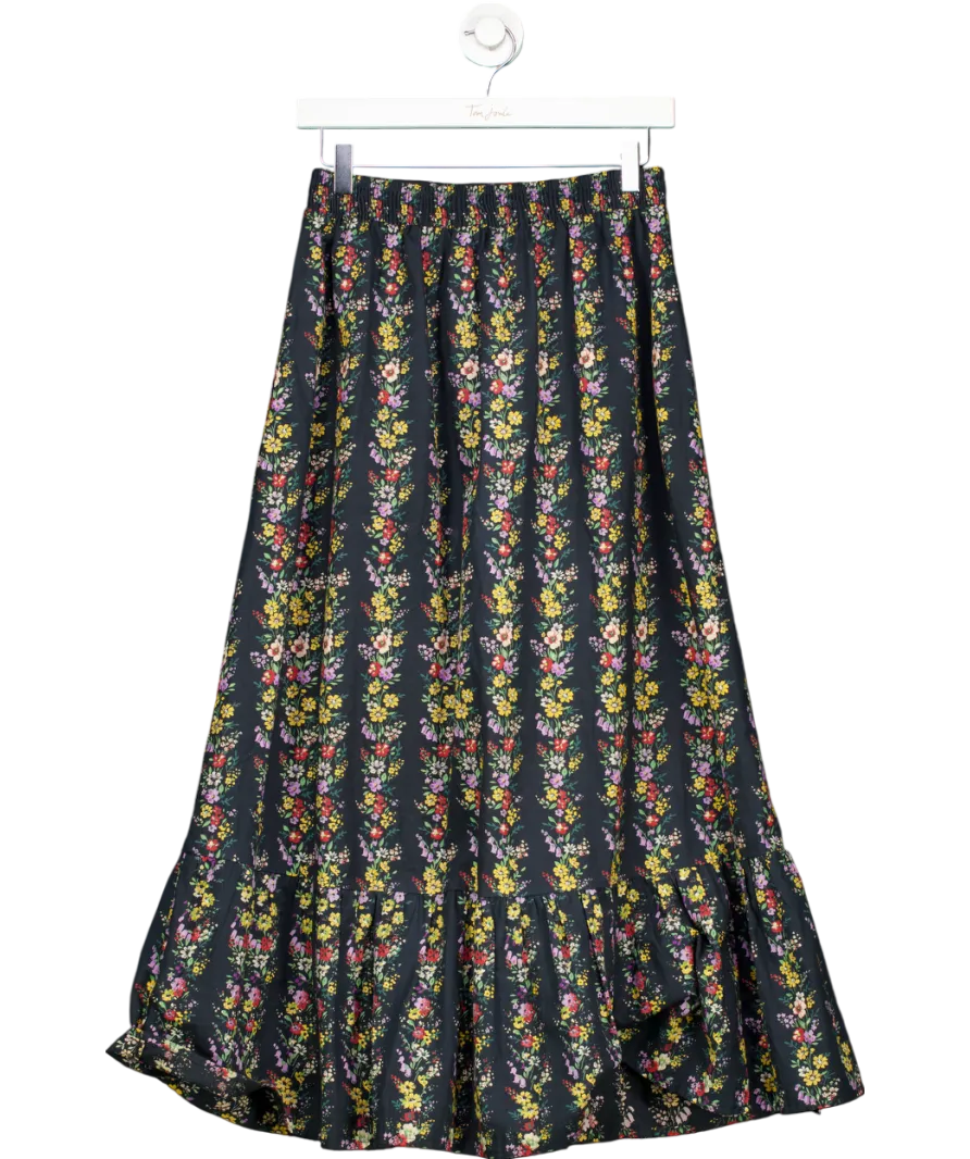 Pink City Prints Blue Floral Print Maxi Skirt UK XS