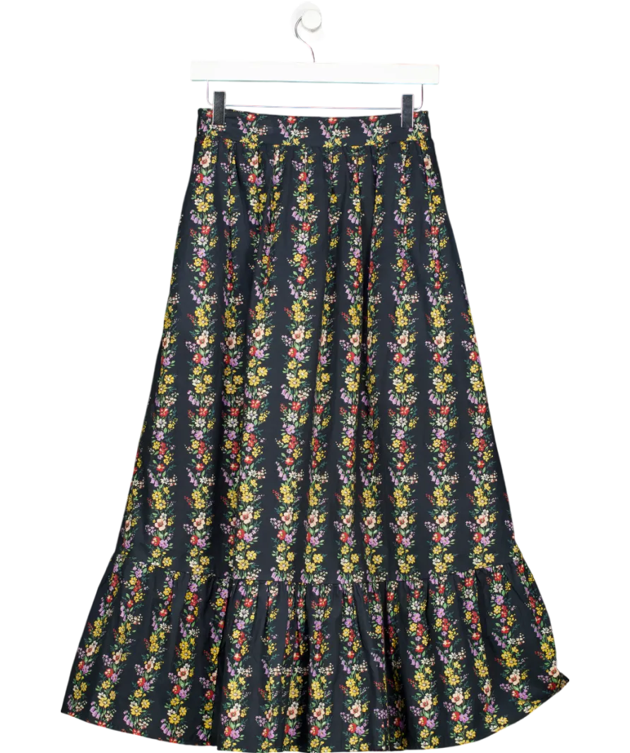 Pink City Prints Blue Floral Print Maxi Skirt UK XS