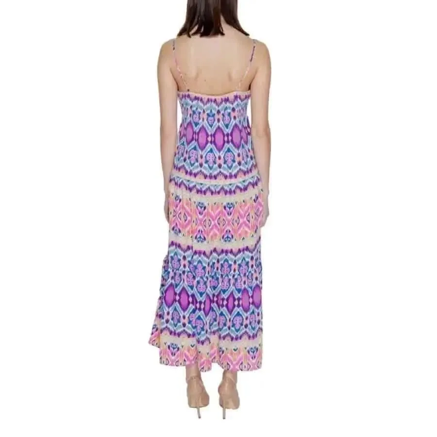 Pink Geometric Dress with Sweetheart Neckline and Straps