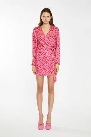 Pink Multi-Square Low-Waist Micro Mini-Skirt