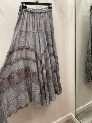 Plaid Embroidered Maxi Skirt w/Chiffon