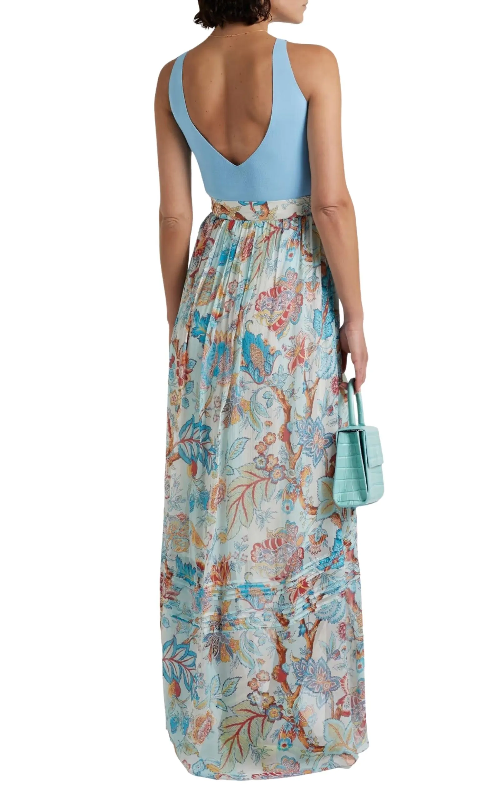 Pleated Floral Print Maxi Skirt
