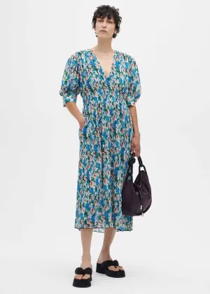 Pleated Georgette (Floral Azure Blue)