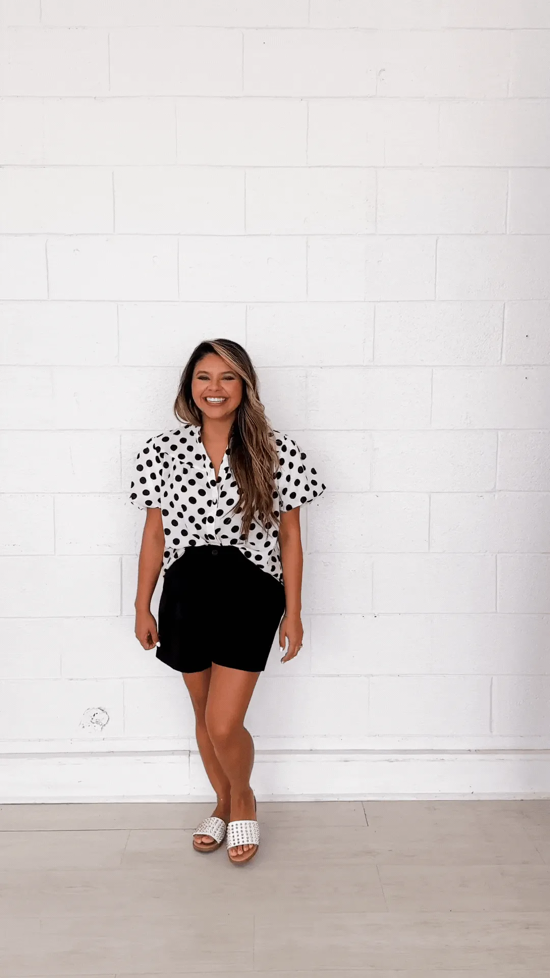 Polka Dot Puff Sleeve Top