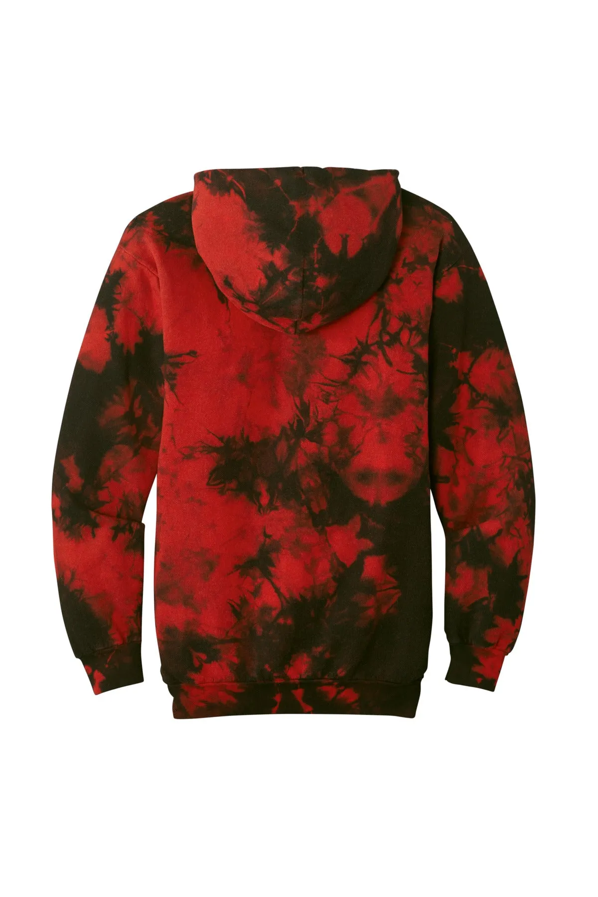 Port & Company Crystal Tie-Dye Pullover Hoodie PC144 Black/ Red
