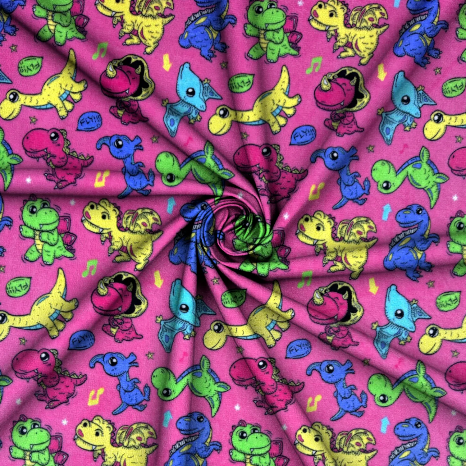 Printed Mongolian Fleece Baby Dino Pink
