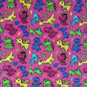 Printed Mongolian Fleece Baby Dino Pink