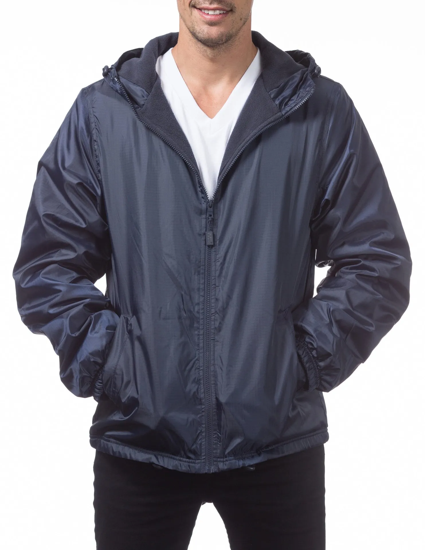 Pro Club Fleece Lined Windbreaker Jacket - NAVY