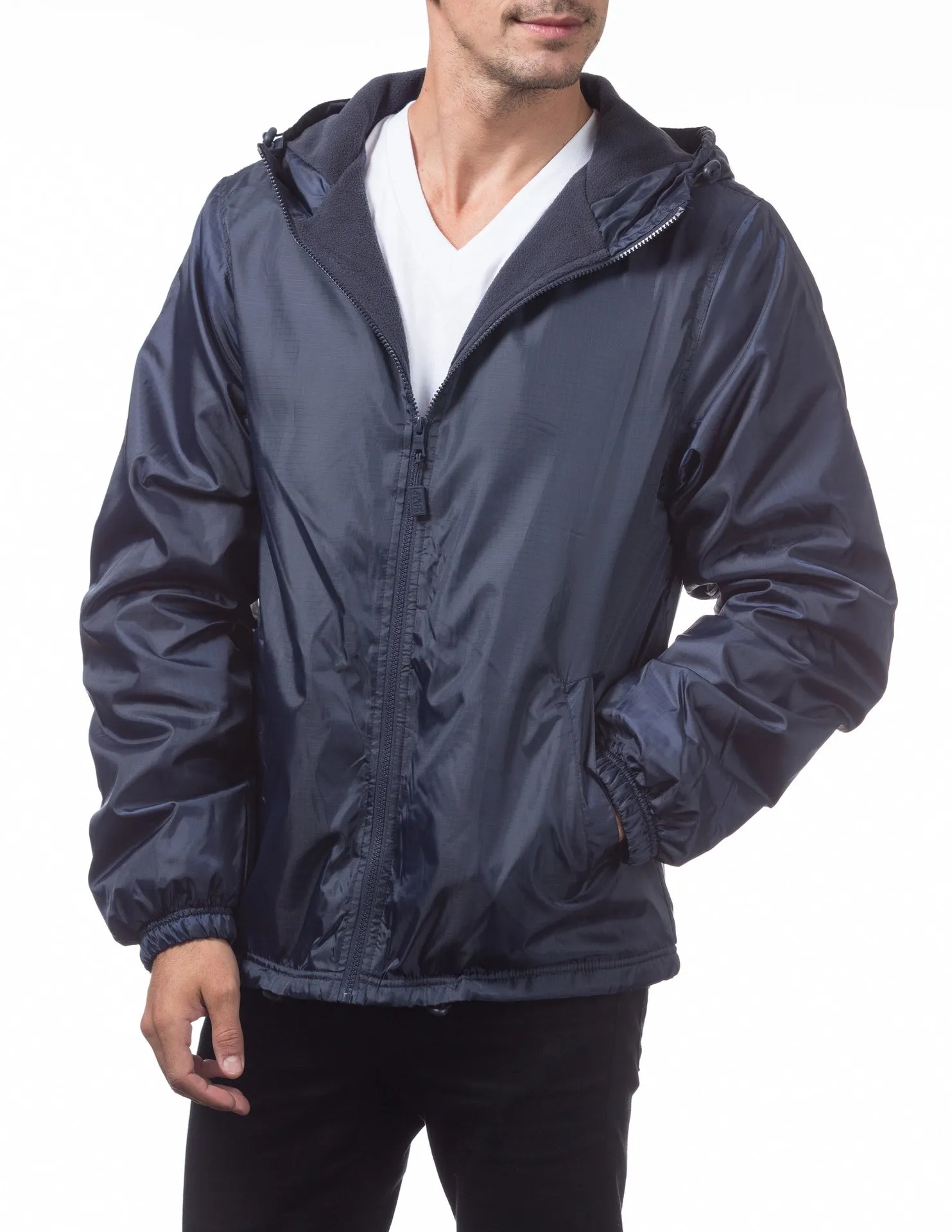 Pro Club Fleece Lined Windbreaker Jacket - NAVY