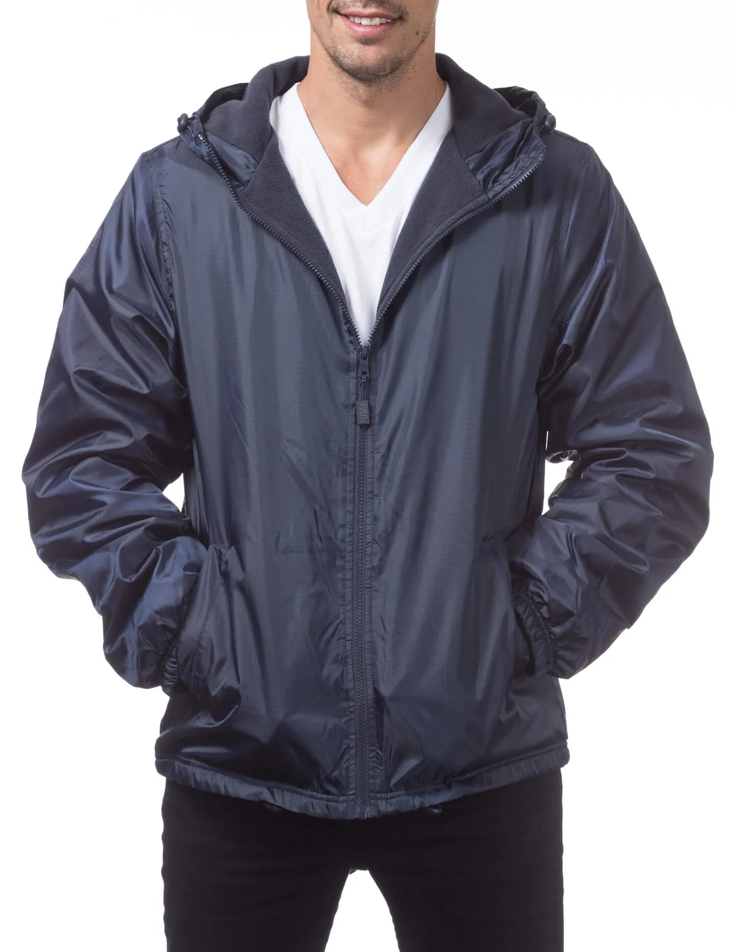 Pro Club Fleece Lined Windbreaker Jacket - NAVY